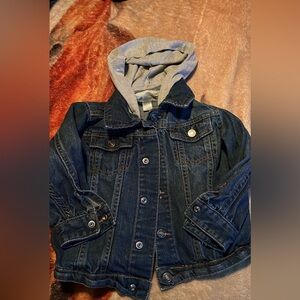 Denim Jacket with Gray Hood